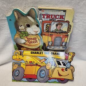 Kid's Picture Boardbooks Trio, Trucks, Cranes, Rabbits Easy Read Great Condition